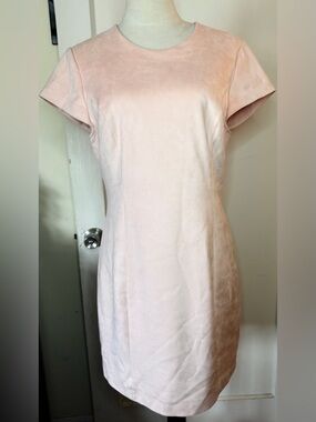 Guess Soft Pink Cap Sleeve faux suede Midi Dress business Professional work